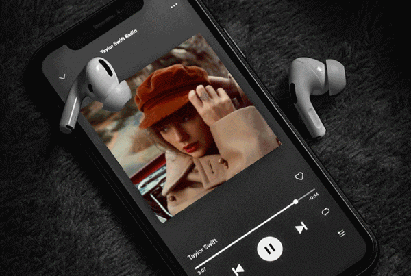 gif of taylor swift album covers on a mobile phone screen