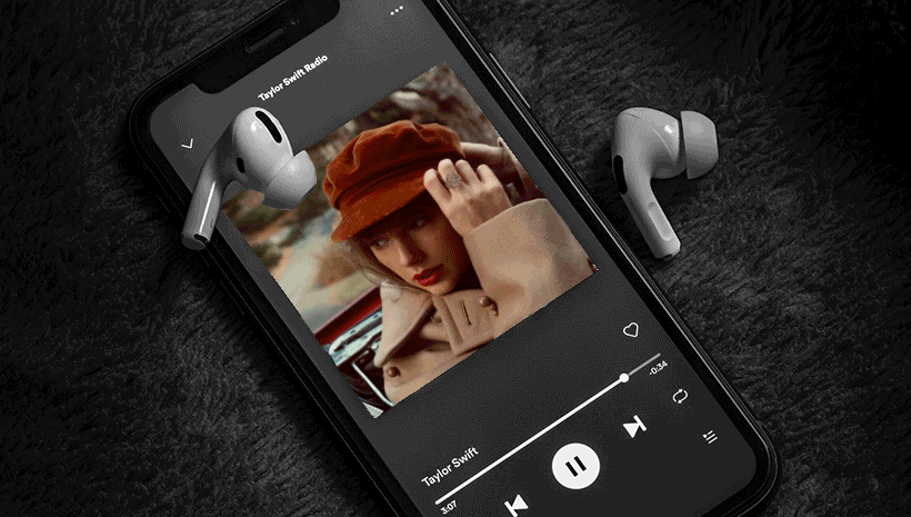 gif of taylor swift album covers on a mobile phone screen